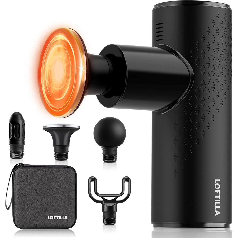 New -Mini Massage Gun w/ Heat, 6 Speeds & 4 Heads and a case